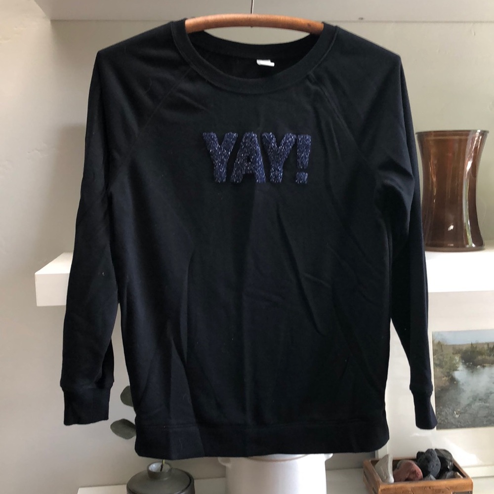 Old Navy Black Crewneck Sweatshirt Yay Graphic Size XS